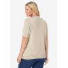 Woman Within Plus Size Perfect Elbow-Length Sleeve Cardigan Sweater(Natural Khaki)