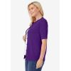 Woman Within Plus Size Perfect Elbow-Length Sleeve Cardigan Sweater(Radiant Purple)