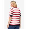 Woman Within Plus Size Perfect Elbow-Length Sleeve Cardigan Sweater(Vivid Red Stripe)