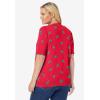 Woman Within Plus Size Perfect Elbow-Length Sleeve Cardigan Sweater(Vivid Red Trees)