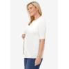 Woman Within Plus Size Perfect Elbow-Length Sleeve Cardigan Sweater(White)