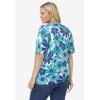 Woman Within Plus Size Perfect Elbow-Length Sleeve Cardigan Sweater(White Blue Blossom)