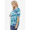 Woman Within Plus Size Perfect Elbow-Length Sleeve Cardigan Sweater(White Blue Blossom)