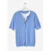 Woman Within Plus Size Perfect Elbow-Length Sleeve Cardigan Sweater(White Butterfly Garden)