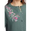 Woman Within Plus Size Perfect Elbow-Length Sleeve Cardigan Sweater(White Flower Embroidery)