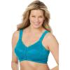 Comfort Choice Women’s Plus Size Front Close Wireless Posture Bra(Dark Turq Lace)
