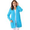 Woman Within Plus Size Button-Front Shaker Cardigan Sweater(Paradise Blue)