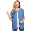 Woman Within Plus Size Perfect Elbow-Length Sleeve Cardigan Sweater(French Blue Classic)
