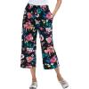 Woman Within Plus Size Sport-Knit Pull-On Capri Pants(Black Multi Floral)