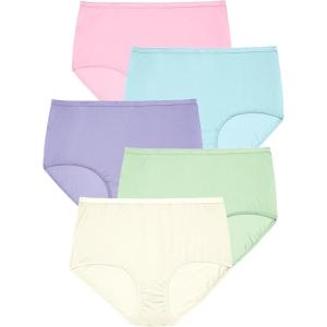 Comfort Choice Plus Size Cotton Brief 5-Pack(Pastel Pack)