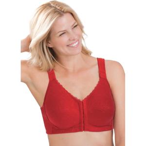 Comfort Choice Women’s Plus Size Front Close Wireless Posture Bra(Classic Red)