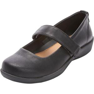 Comfortview Women’s Wide Width The Carla Mary Jane Flat(Black)