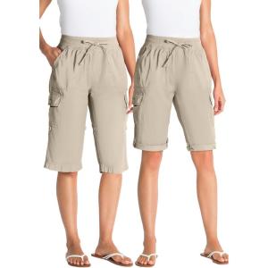 Woman Within Plus Size Convertible Length Cargo Bermuda/Short(Natural Khaki)