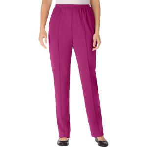 Woman Within Plus Size Knit Pull-On Elastic-Waist Pants(Raspberry)