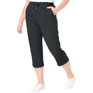 Woman Within Plus Size Sport-Knit Pull-On Capri Pants(Heather Charcoal)