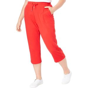 Woman Within Plus Size Sport-Knit Pull-On Capri Pants(Heather Navy)