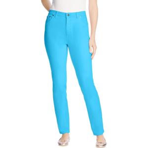Woman Within Plus Size Straight-Leg Stretch Denim Five-Pocket Jeans(Paradise Blue)