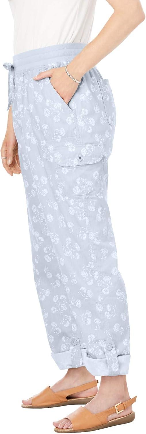 image:imageWoman Within Plus Size Convertible 2in1 Cargo Pant amp Capri Elastic WaistOlive Green Camouflage
