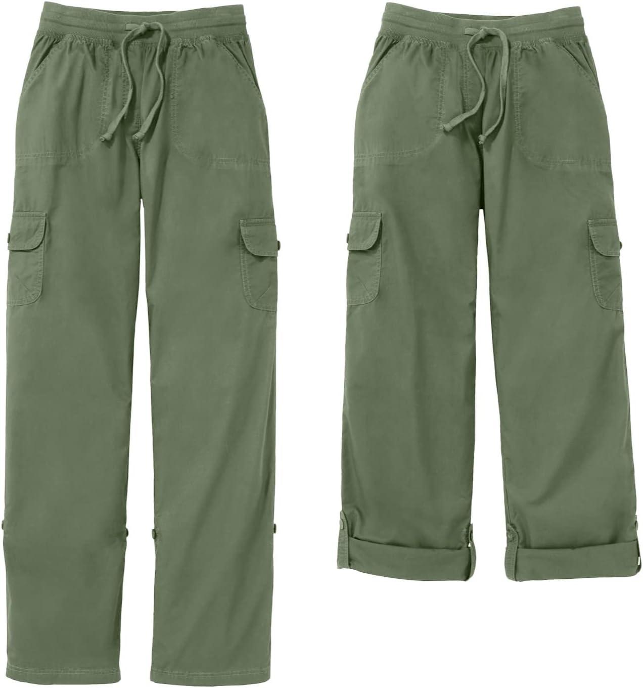 image:imageWoman Within Plus Size Convertible 2in1 Cargo Pant amp Capri Elastic WaistOlive Green Camouflage