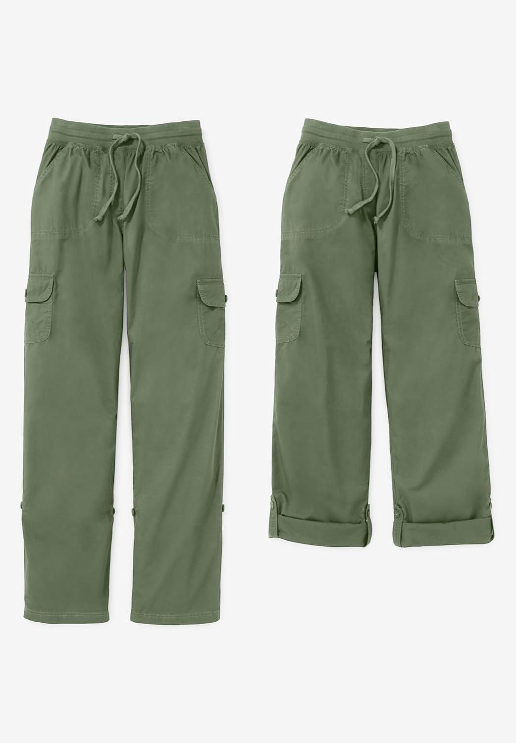 image:imageWoman Within Plus Size Convertible 2in1 Cargo Pant amp Capri Elastic WaistOlive Green Camouflage
