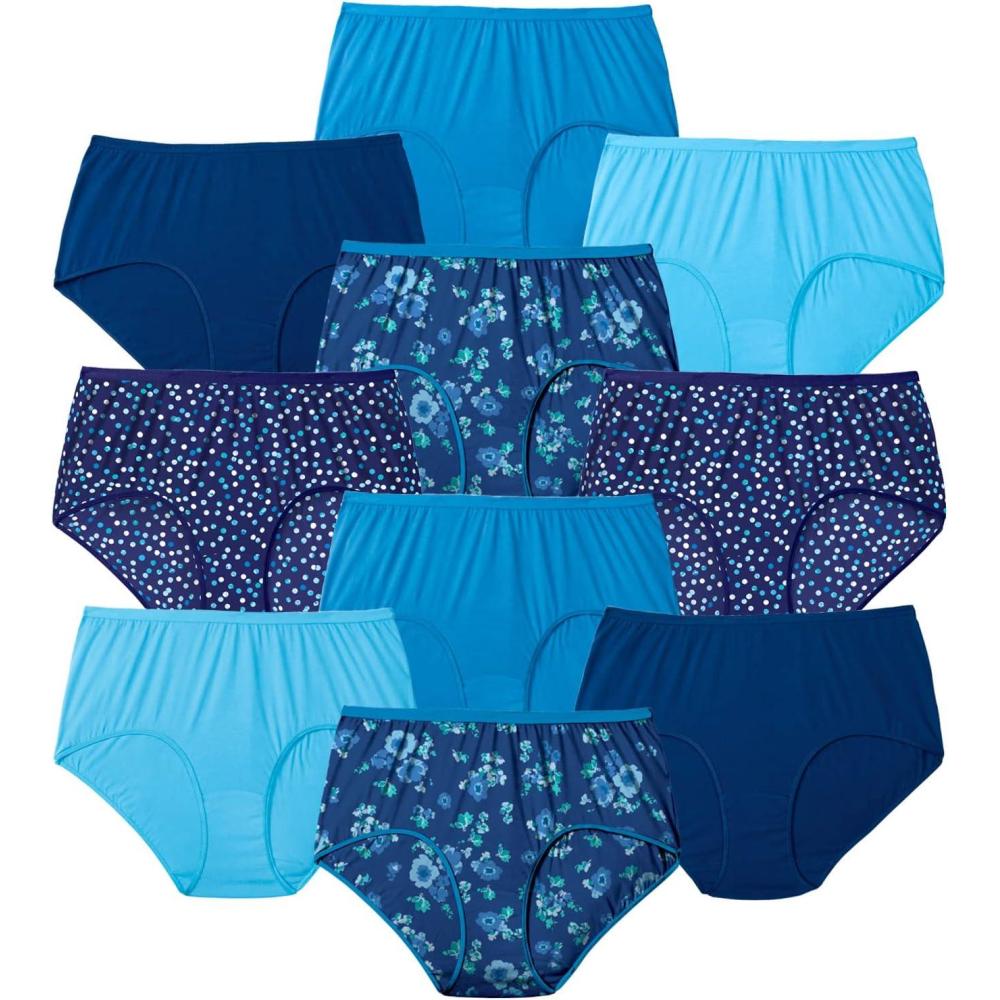 image:imageComfort Choice Plus Size Full Coverage Cotton Brief 10PackEvening Blue Dot Pack