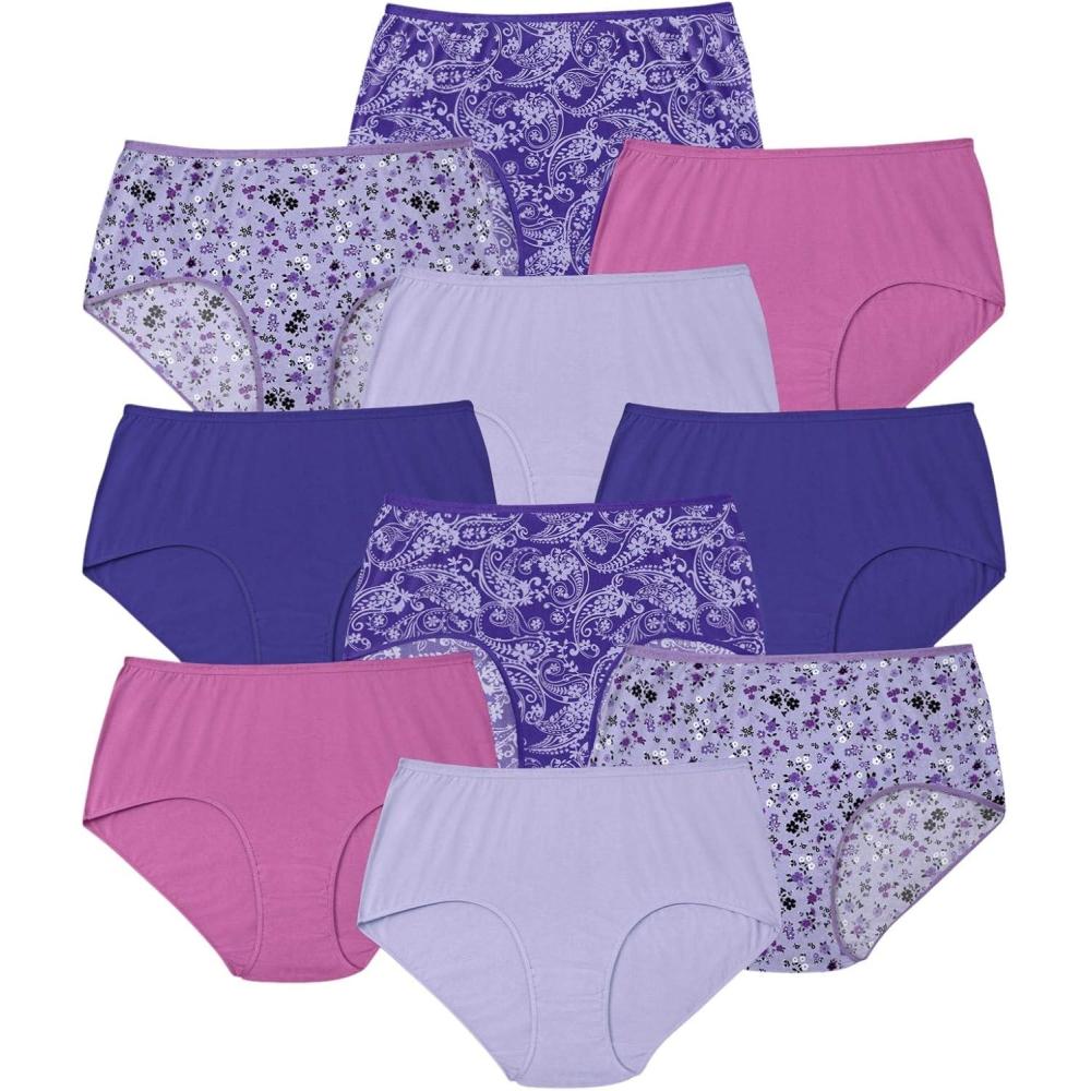 image:imageComfort Choice Plus Size Full Coverage Cotton Brief 10PackPaisley