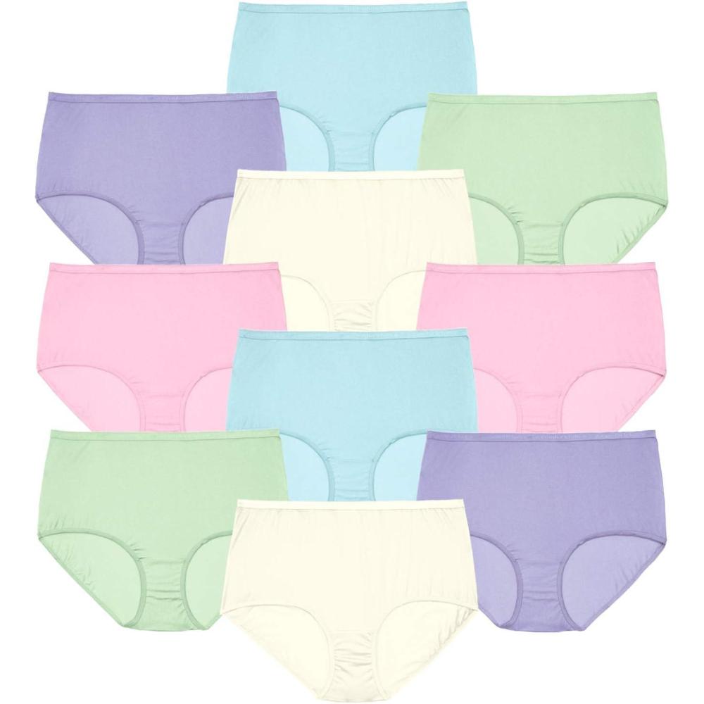 image:imageComfort Choice Plus Size Full Coverage Cotton Brief 10PackPastel Pack