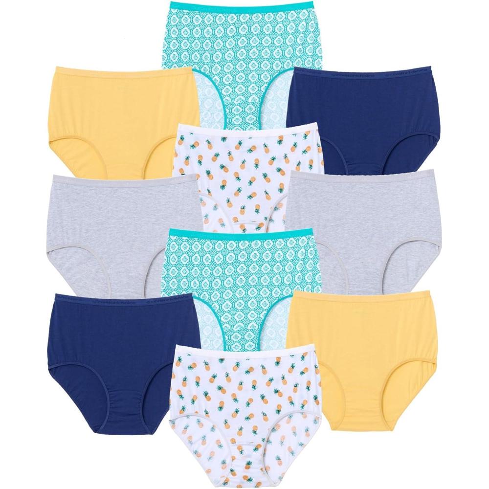 image:imageComfort Choice Plus Size Full Coverage Cotton Brief 10PackPineapple Pack