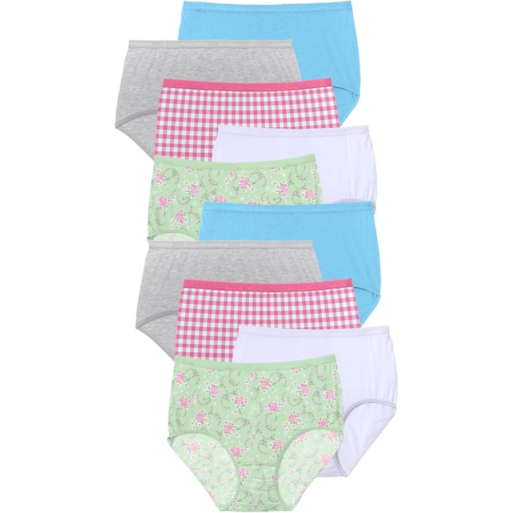 image:imageComfort Choice Plus Size Full Coverage Cotton Brief 10PackPink Gingham Pack