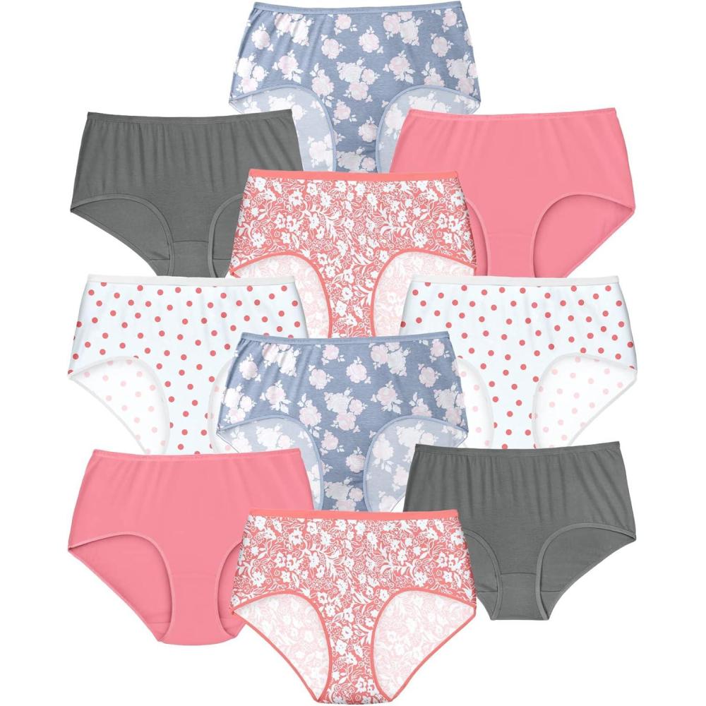 image:imageComfort Choice Plus Size Full Coverage Cotton Brief 10PackRose Pack