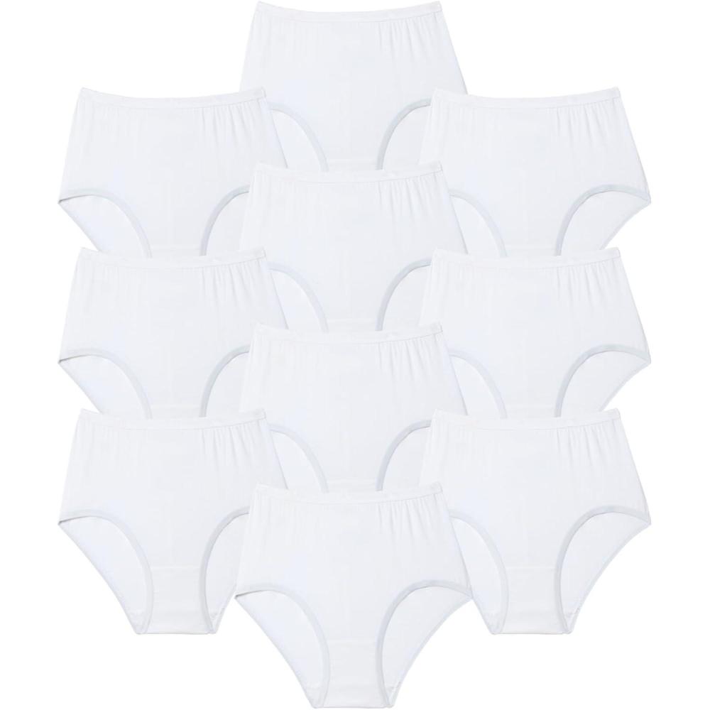 image:imageComfort Choice Plus Size Full Coverage Cotton Brief 10PackWhite Pack