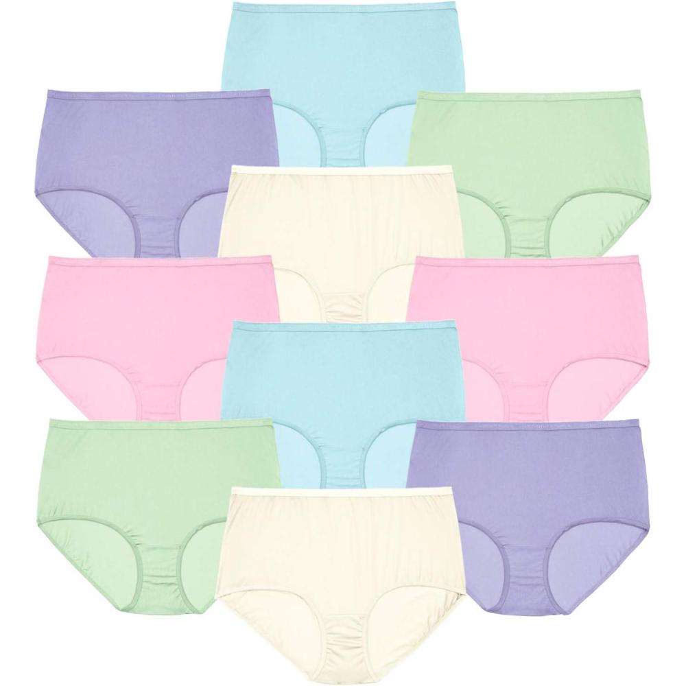 image:imageComfort Choice Plus Size Full Coverage Nylon Brief 10PackPastel Pack