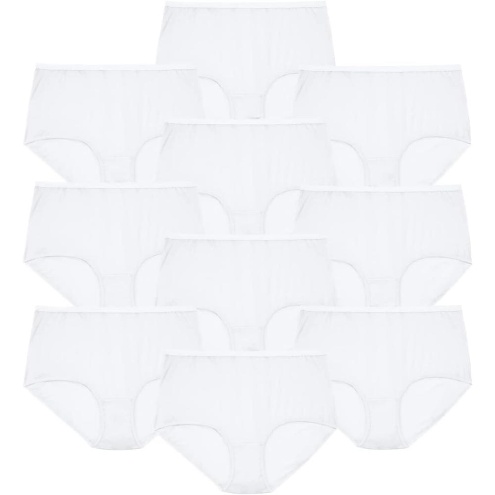 image:imageComfort Choice Plus Size Full Coverage Nylon Brief 10PackWhite Pack