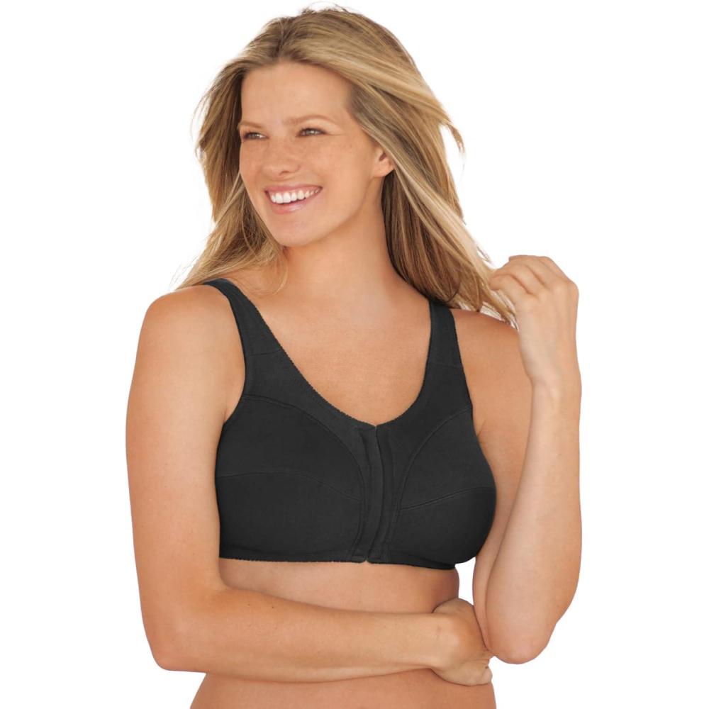 image:imageComfort Choice Womens Plus Size Cotton FrontClose Wireless BraBlack