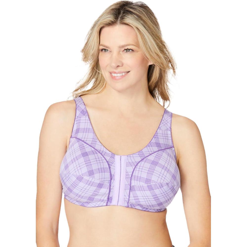 image:imageComfort Choice Womens Plus Size Cotton FrontClose Wireless BraSpring Plaid