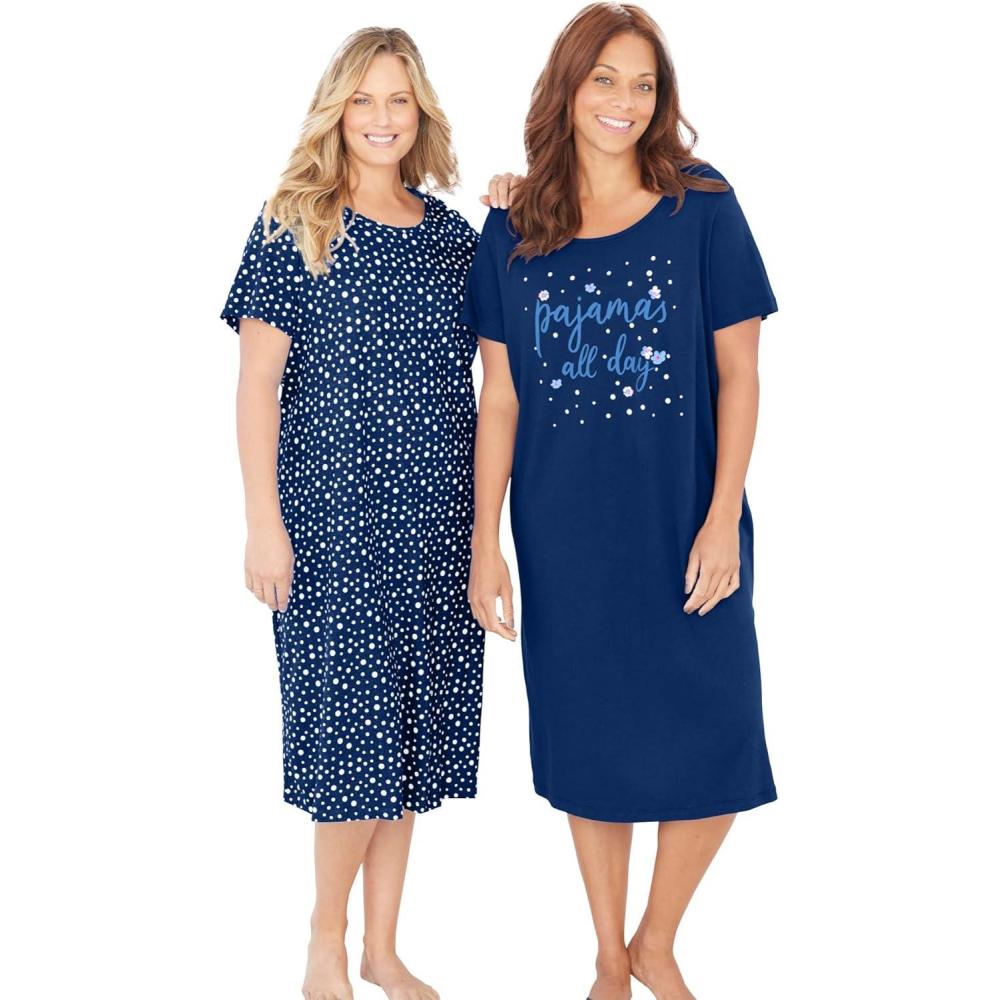 image:imageDreams amp Co Plus Size 2Pack Long SleepshirtsEvening Blue Pajamas