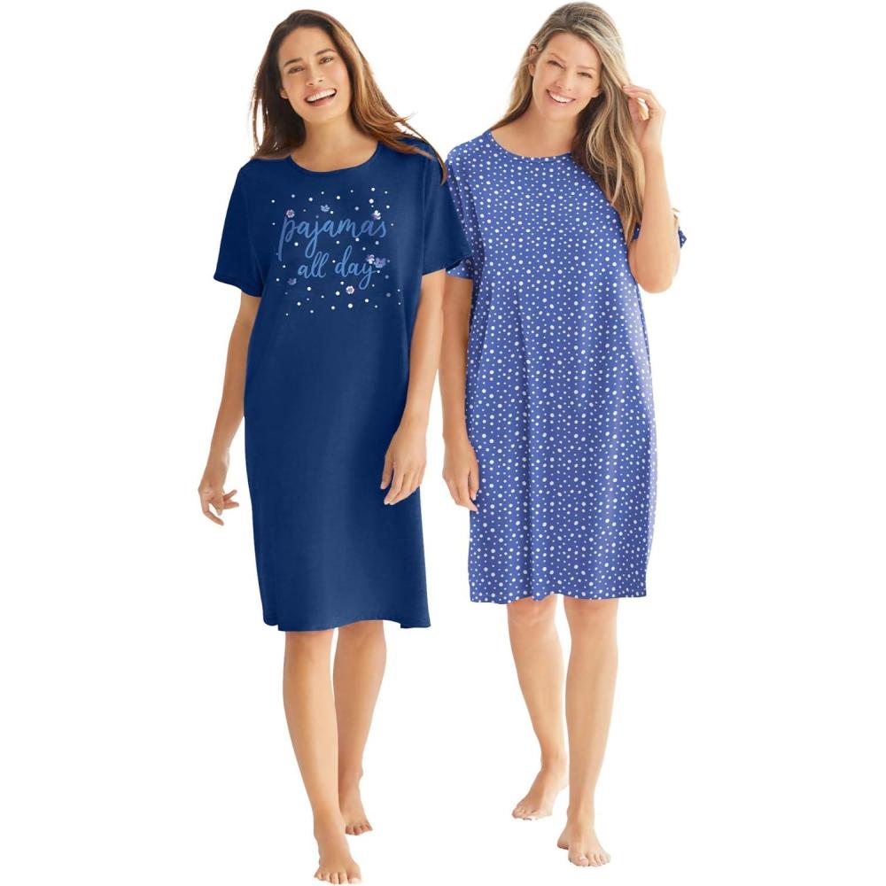 image:imageDreams amp Co Plus Size 2Pack ShortSleeve SleepshirtEvening Blue Pajamas