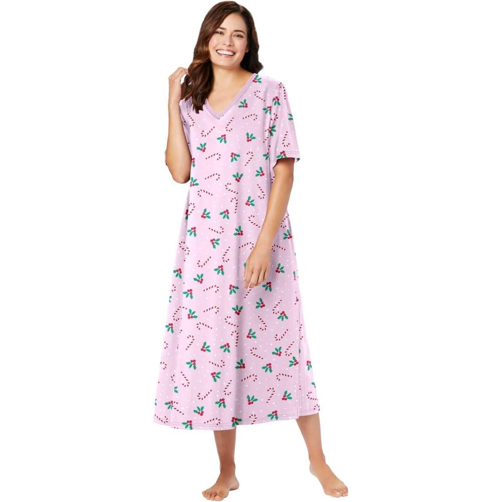 image:imageDreams amp Co Plus Size Long Print SleepshirtPink Candy Cane