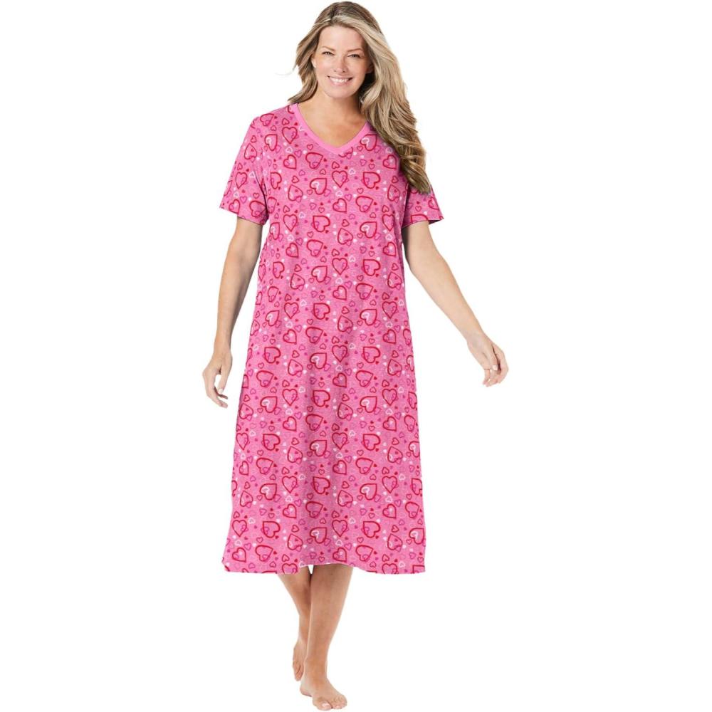 image:imageDreams amp Co Plus Size Long Print SleepshirtPink Hearts