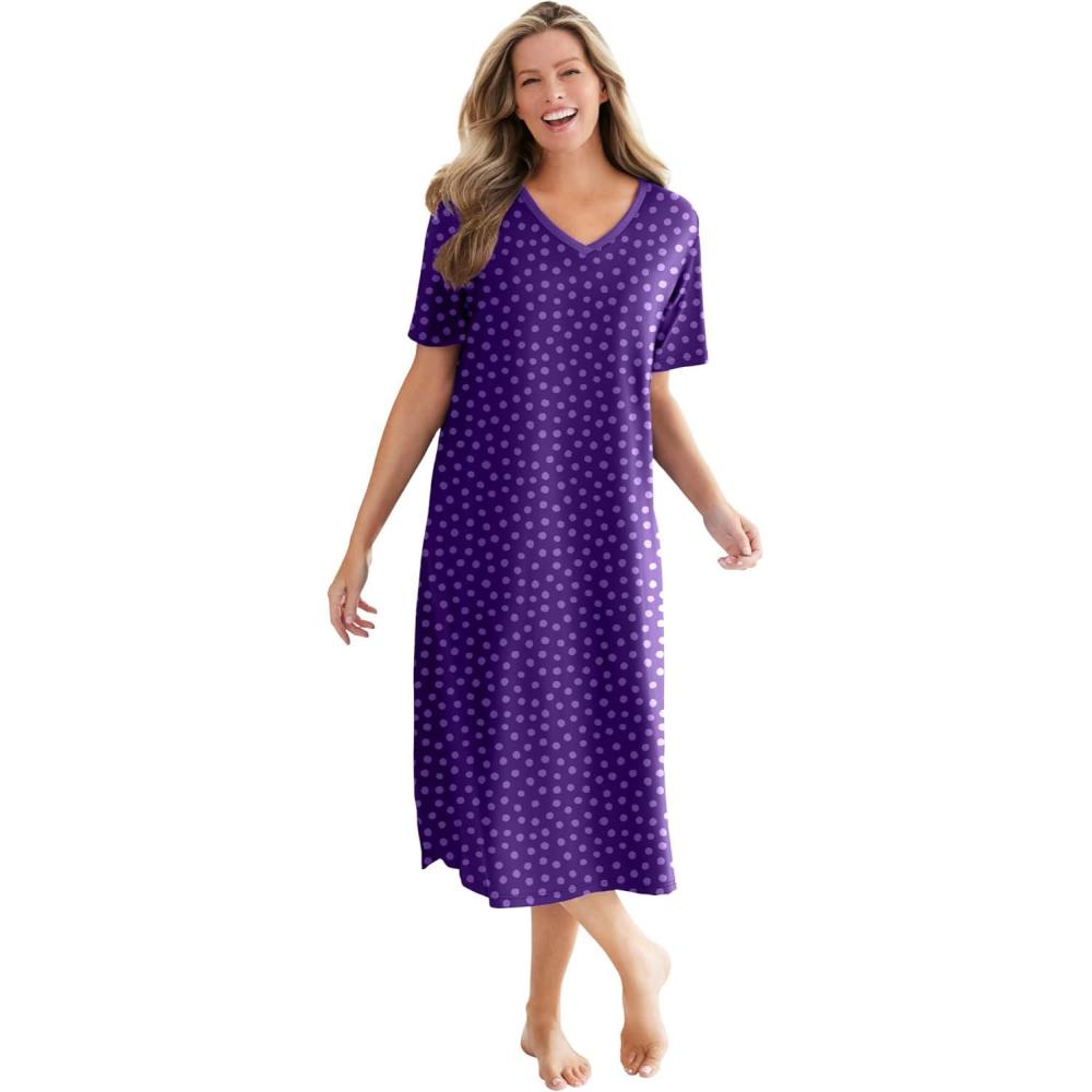 image:imageDreams amp Co Plus Size Long Print SleepshirtPlum Burst Dot