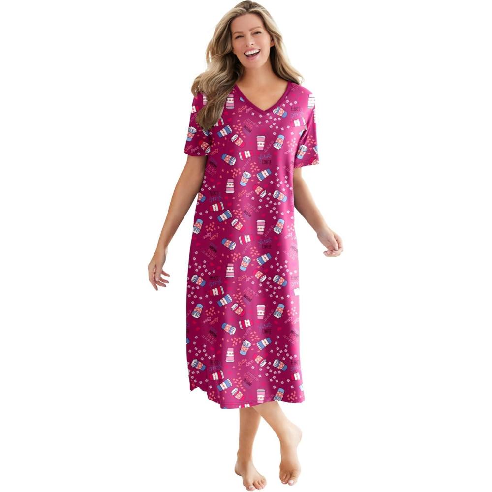 image:imageDreams amp Co Plus Size Long Print SleepshirtPomegranate Coffee Cup