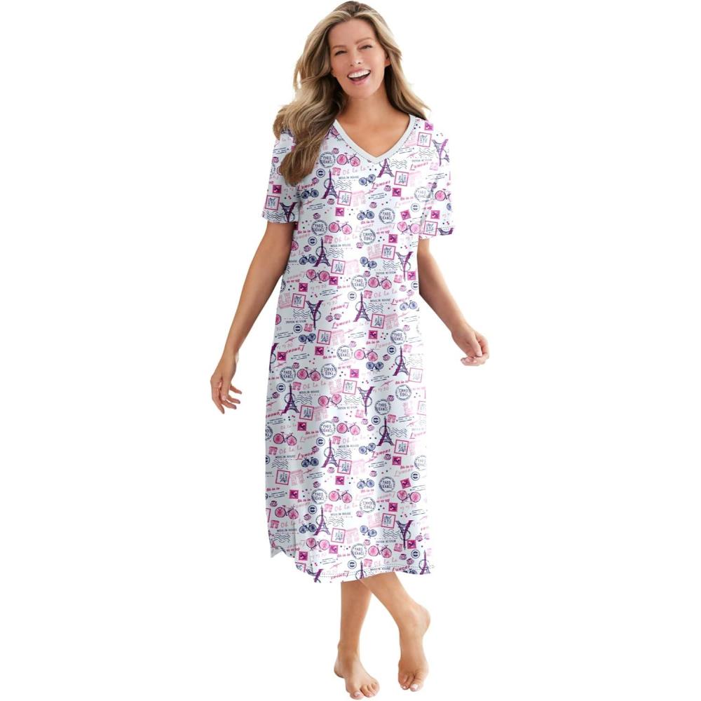 image:imageDreams amp Co Plus Size Long Print SleepshirtRaspberry Sorbet Paris