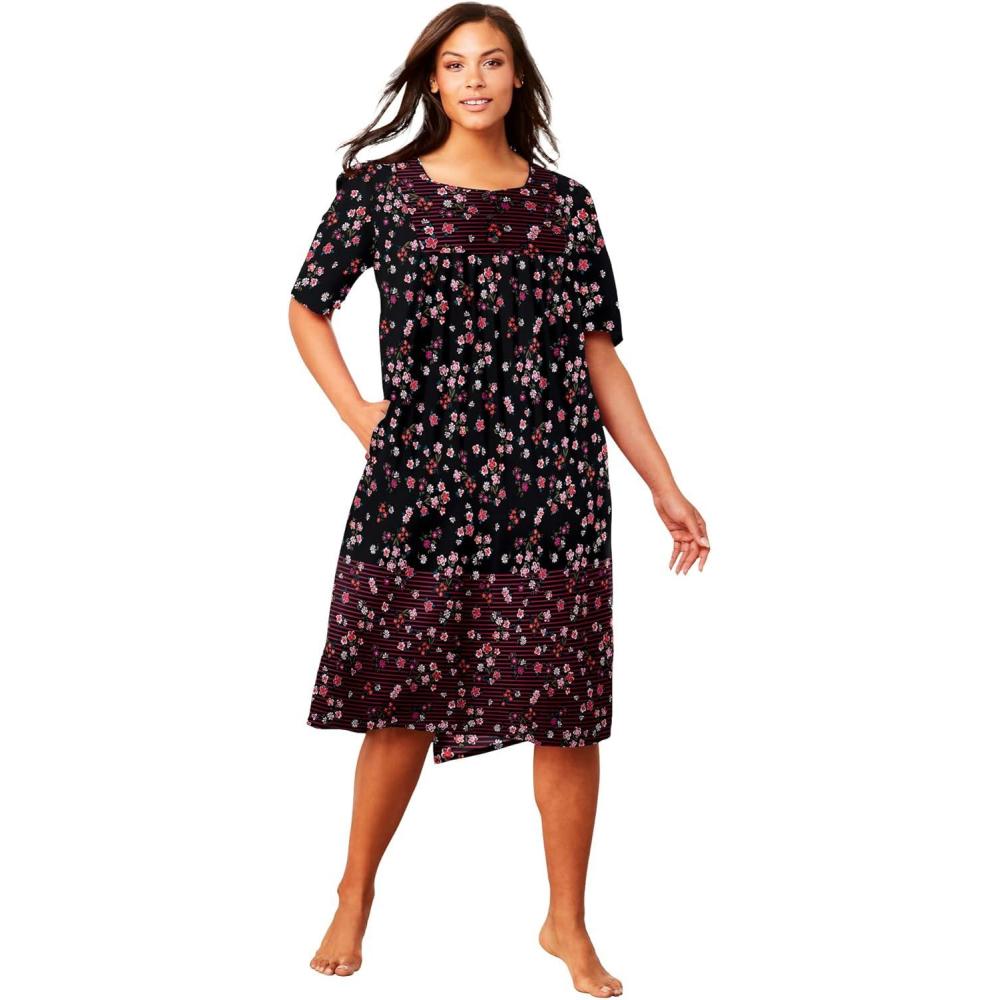 image:imageOnly Necessities Plus Size Mixed Print Short LoungerBlack Floral