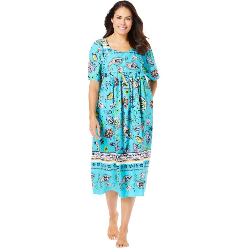 image:imageOnly Necessities Plus Size Mixed Print Short LoungerCaribbean Blue Paisley