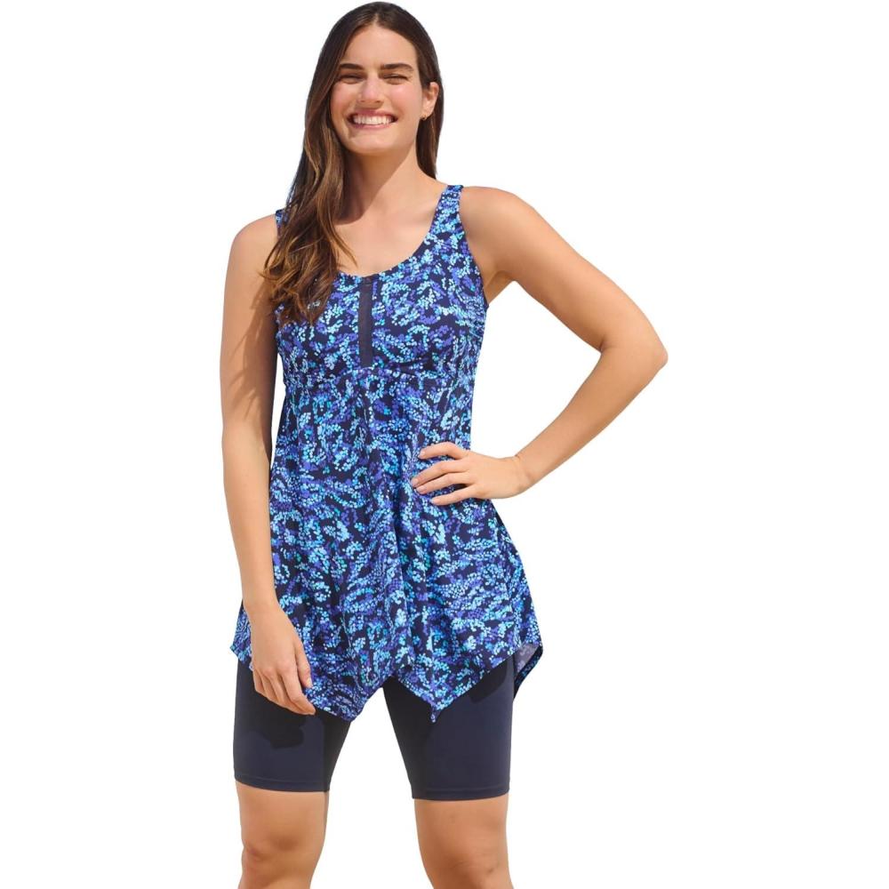 image:imageSwimsuits For All Swim 365 Womens Plus Size LongerLength Tankini TopRoyal Oasis Animal
