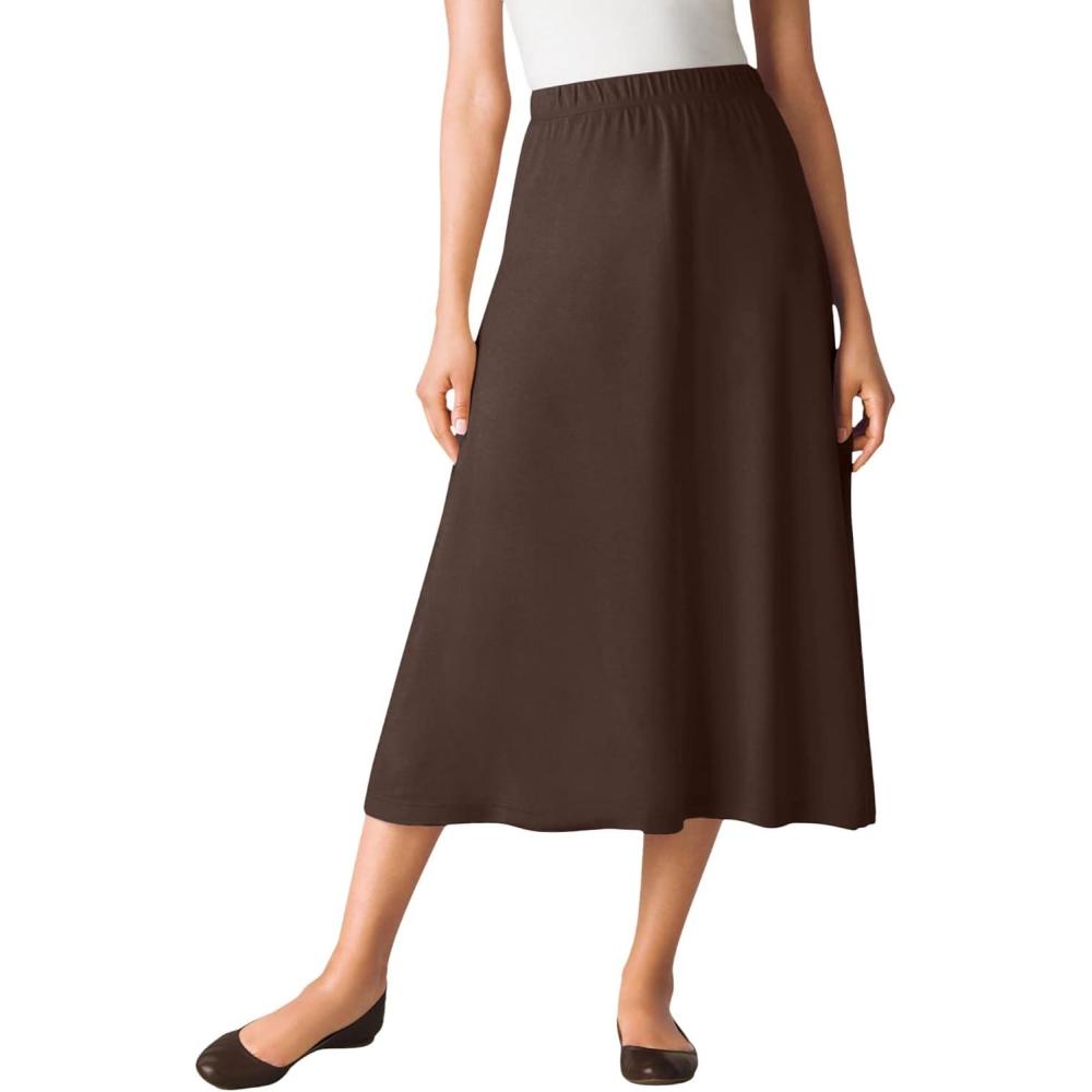 image:imageWoman Within Plus Size 7Day Knit ALine SkirtChocolate