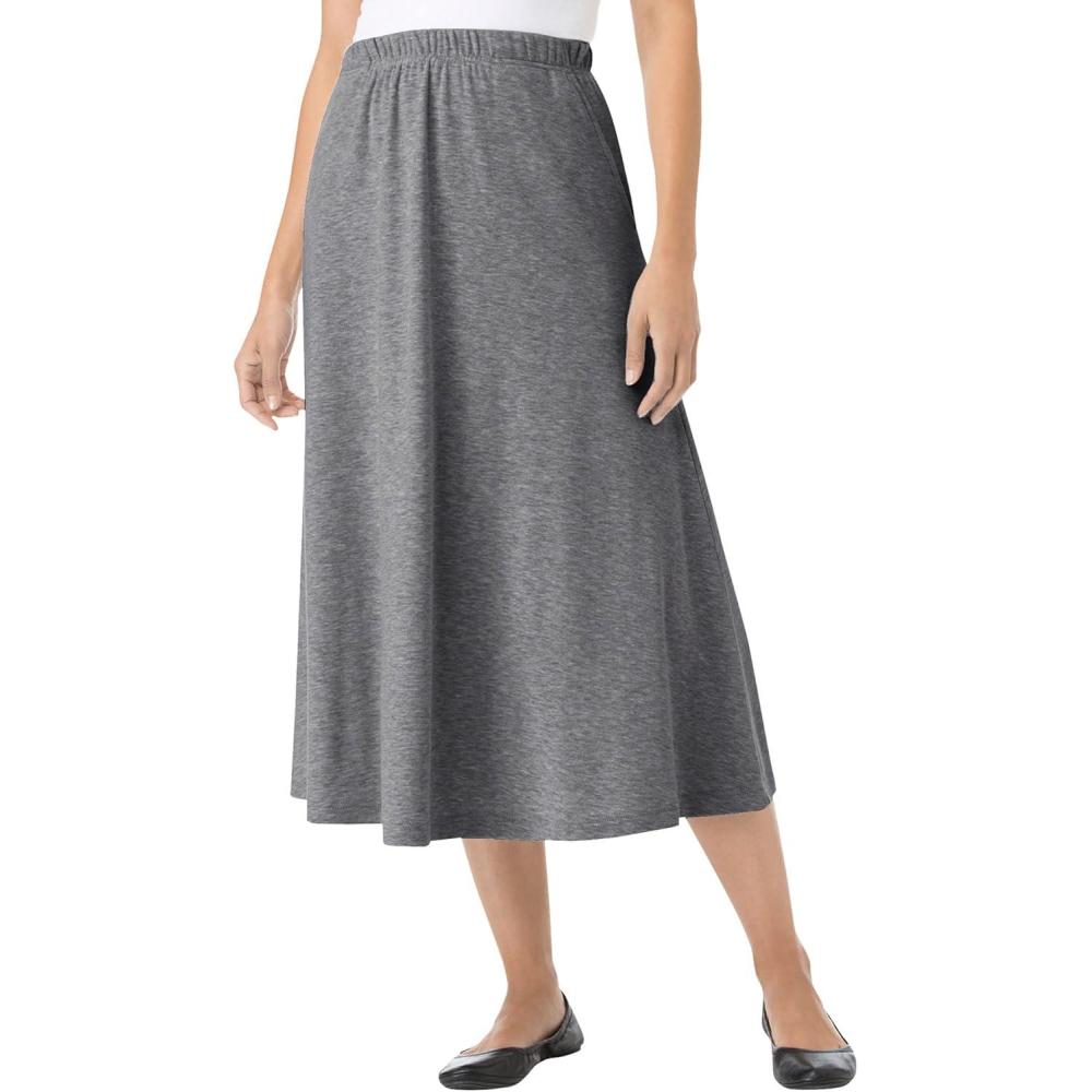 image:imageWoman Within Plus Size 7Day Knit ALine SkirtMedium Heather Grey