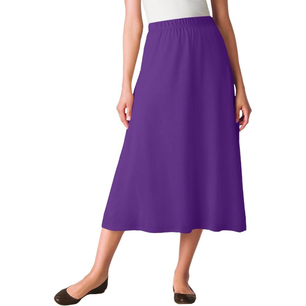 image:imageWoman Within Plus Size 7Day Knit ALine SkirtRadiant Purple