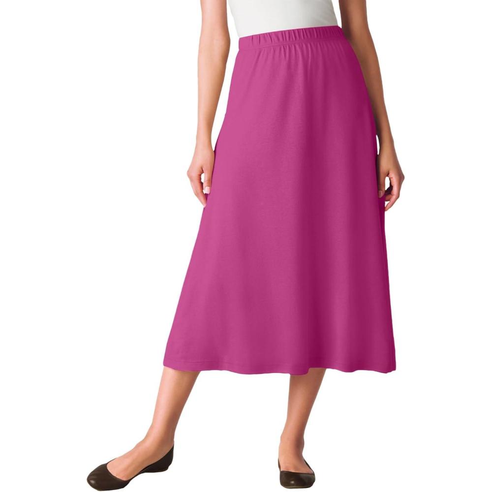 image:imageWoman Within Plus Size 7Day Knit ALine SkirtRaspberry