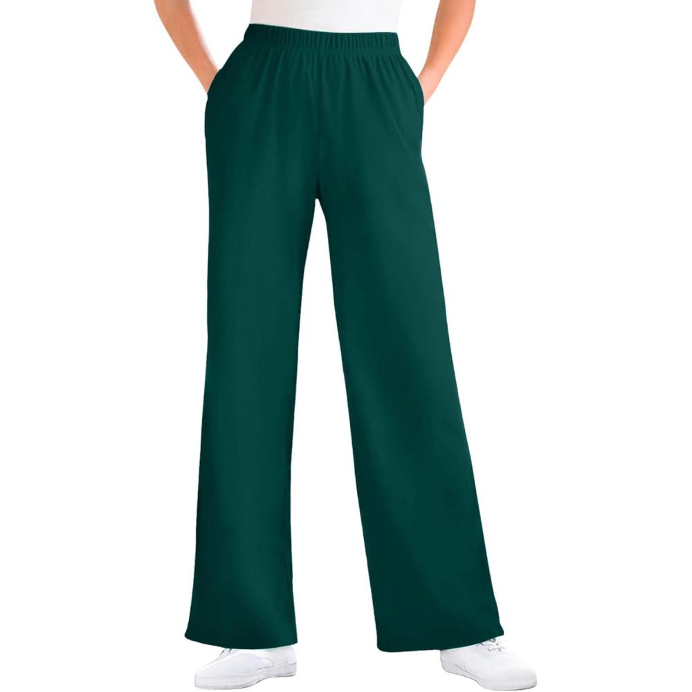 image:imageWoman Within Plus Size 7Day Knit WideLeg PullOn PantsEmerald Green